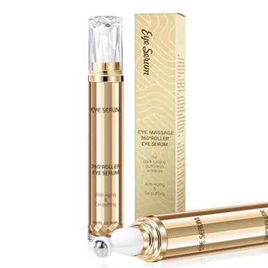 Koffein-Augenserum, Hyaluronsäure-Augencreme Gegen Augenringe und Schwellungen, Augenpflege, Anti-Aging-Augenserum mit 360°-Massageball, Reduziert Tränensäcke, Fältchen