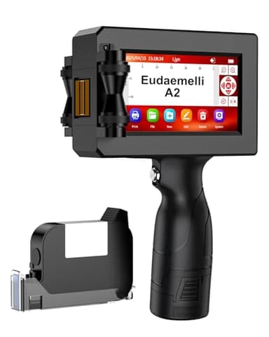 Eudaemelli 25.4mm Tragbarer Handdrucker, A2 Tragbarer Tintenstrahldrucker mit 42 ml schnelltrocknender Tinte, Handdrucker für QR-Code, Barcode, Chargennummer, Text, Datum (Druckhöhe: 2-25,4 mm)