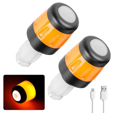 LED Blinker E Scooter Nachrüsten Set, Wiederaufladbare Fahrrad Blinker für E Scooter, Wasserdichtes E Scooter Zubehör, Scooter Blinker Nachrüsten für Lenker, Hohe Helligkeit (Schwarz und Orange)