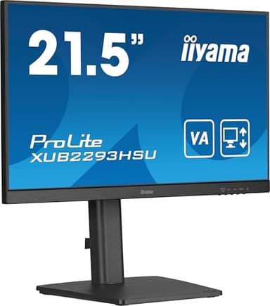 iiyama Prolite XUB2293HSU-B7 54,5cm 21,5" IPS LED-Monitor Full-HD 100Hz HDMI DP USB2.0 Slim-Line Höhenverstellung Pivot Adaptive Sync schwarz