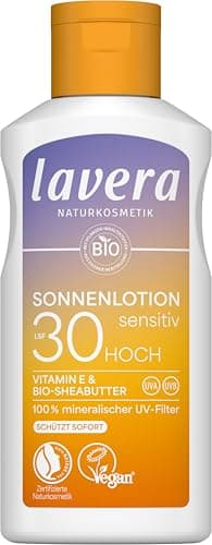 lavera Sonnenlotion Sensitiv LSF 30 - Sonnencreme ohne chemische UV-Filter - für sensible Haut - wasserfest - vegan - Naturkosmetik - 100 ml