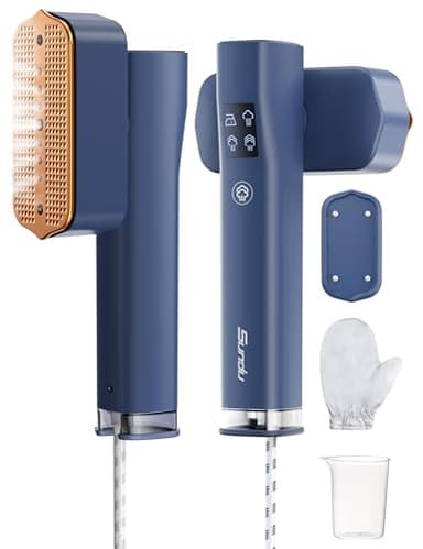 Sundu Dampfglätter, Steamer für Kleidung, 2-in-1 Reisebügeleisen Steam iron, 15s schnelles Aufheizen Mobiles Handbügeleisen, Travel Iron mit LED Display, 4 Bügelmodi, Blau