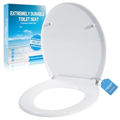 Toilettendeckel mit Absenkautomatik,WC Sitz Quick Release Funktion und Softclose-Einfache Montage Klodeckel aus Upgradeplast Toilettensitz,Antibakteriell,bis 250 kg,Abnehmbar,Klobrille Oval