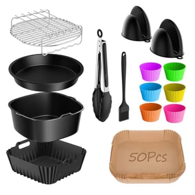 15-Teiliges Heißluftfritteuse Zubehör für Cosori Turboblaze 6L,Cosori XXL 5,5L 6,2L,COSORI Turbo Tower Pro Airfryer Zubehör Mit Ninja Max Pro AF180EU,Philips Airfryer 2000 Serie 6,2L NA230 Zubehör