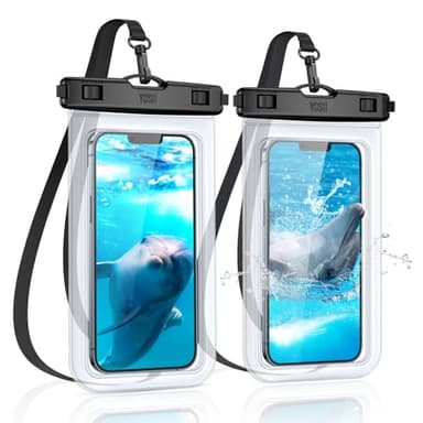 YOSH wasserdichte Handyhülle [2 Stück], 7,0 Zoll IPX8 Unterwasser Handyhülle, Wasserfeste Handytasche für iPhone 17 16 15 14 13 12 11 Pro Max XS Samsung S25 S24 S23 Ultra A56 Xiaomi 15- Kristallklar