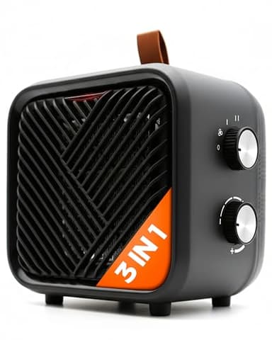 ONBEST 3 in 1 Keramik Elektro Heizlüfter – Elektroheizung klein & leiser Heizungslüfter mit Thermostat (1000/1500 W + 4 W Ventilator), energiesparender elektrischer Heizer/Heizgebläse für Innenräume