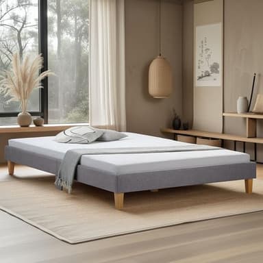 Homestyle4u Polsterbett Bett 120x200 mit Matratze und Lattenrost Grau Stoff Bettgestell Futonbett | Artikel 2283