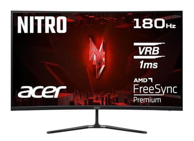 Acer Nitro ED320QR S3 Gaming Monitor 31,5 Zoll (80 cm Bildschirm) Full HD, 180Hz, 1ms(VRB), 2xHDMI 2.0, DP 1.4, Curved, höhenverstellbar, FreeSync Premium, Schwarz