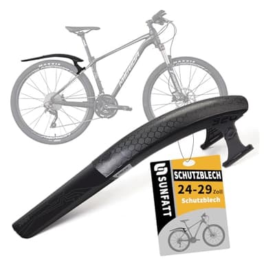 SUNFATT Fahrrad Schutzblech Hinten [24-29 Zoll] – MTB Schutzblech Hinterrad ohne Bohren | Spritzschutz Mountainbike für E-Bike & Fully | Robuster Mudguard MTB Einzeln Schwarz