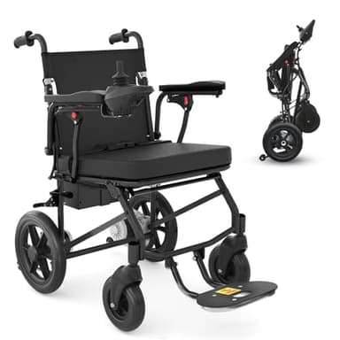 RehabRolls Elektrischer Rollstuhl Faltbar Leicht, Elektrische Rollstühle, 20 KM Outdoor Elektrorollstuhl bis 120 KG, Airline genehmigt,Leicht zu transportieren(Schwarz)