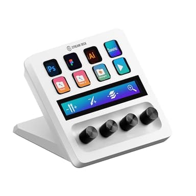Elgato Stream Deck + White, Audiomixer, Live-Produktion und Studio-Controller für Content Creators, Streaming, Gaming, mit anpassbarer Touch-Leiste, Drehreglern und LCD-Tasten, für Mac und PC