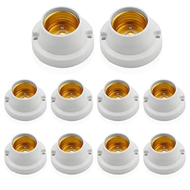 10 Stück Lampenfassung E27, Lampenfassungen Lampensockel Universal Lampenfüße Fassung zum Anschrauben E27 Glühbirnen Fassung (Weiß)