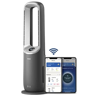 Philips Air Performer 3-in-1: Luftreiniger, Heiz- und Kühlgebläse - Reinigt 70 m², Entfernt 99,97% der Allergene und Schadstoffe. HEPA-Filter, Intelligente Sensoren, Alexa, App. (AMF870/15)