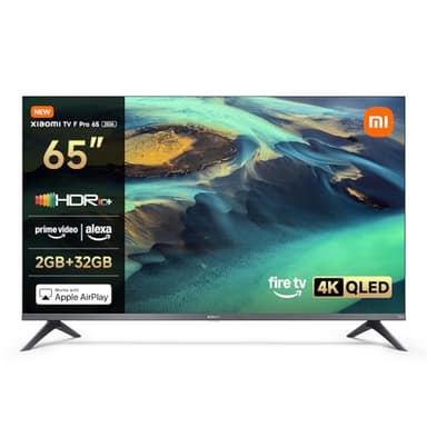 Xiaomi TV F Pro 65(165 cm), 4K UHD QLED, Smart TV, Fire OS8, Triple Tuner DVB-C/S/S2/T/T2,HDR10+,60Hz mit 120Hz Game Boost Mode, MEMC,Sprachsteuerung mit Alexa,2GB+32GB,Kompatibel mit Apple AirPlay