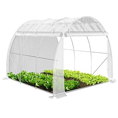 VOUNOT® Gewächshaus Foliengewächshaus, Seitenwände Aufrollbar Winterfest, Tomatenhaus Folientunnel, 3x2x2m 6m², Weiß