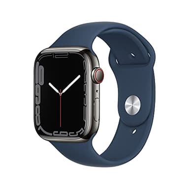 Apple Watch Series 7 (GPS + Cellular, 45MM) - Graphite Edelstahlgehäuse mit Abyss Blue Sportarmban (Generalüberholt)