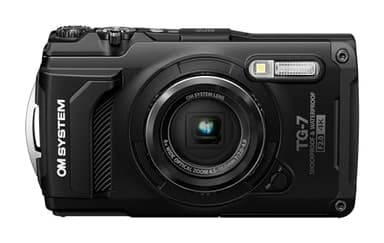 OM SYSTEM Tough TG-7 Schwarz Kompaktkamera,wasserdicht, stoßfest, Unterwasser- und Makro-Aufnahmemodi, 4K-Video mit F2.0 Objektiv, 4-Fach-Weitwinkelzoom (Nachfolgemodell Olympus TG-6)