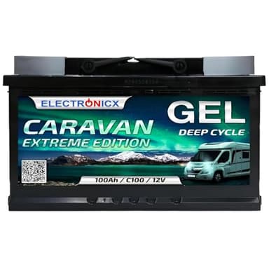Electronicx CARAVAN EXTREME EDITION 100Ah / C100 / 12V GEL Versorgungsbatterie – 100 Ah – 12 Volt Batterie Wohnmobil, Van, Boot, Marine, Photovoltaik – wartungsfrei& robust- 278×175×190 mm