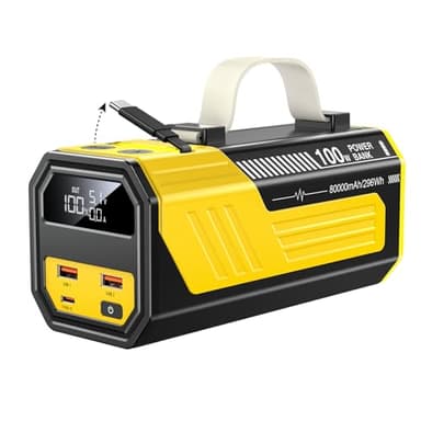 Laptop Powerbank 80000mAh, 100W USB-C Powerbank mit integriertem & einziehbarem Kabel, Externer Akku für Laptop, iPhone, iPad, Tablet, Samsung