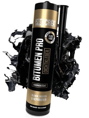 PROCREA® Bitumen Pro "Dichtkleber" [Faserverstärkte Dichtmasse & Kleber] Für alle Reparaturen vom Dach bis zum Keller - Kaltkleber & Abdichtung von Dachrinnen, Dachpappe, Schindeln, Ziegel uvm.