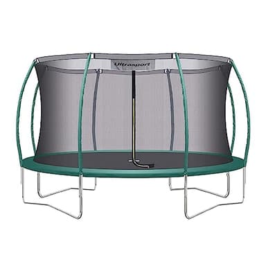 Ultrasport Garten Trampolin XL, 430 cm Durchmesser, belastbar bis 150 kg, großes Outdoor Trampolin mit viel Platz und vielen Sicherheitsmerkmalen, Trampolin Komplettset, grün