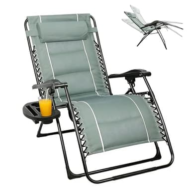 houcheyai Sonnenliege Liegestuhl Klappbar, 85 cm Extra Breit Gartenliege Klappbare, Gartenstuhl mit Getränkehalter & Nackenkissen, Klappliegestuhl Relaxliege Verstellbarer Rückenlehne, Bis 150kg