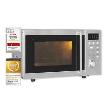 Exquisit Mikrowelle UMW 800 G-3 Inox | 800 Watt | Grill 1000 Watt | Unterbau-Mikrowelle | Edelstahl, Inoxlook