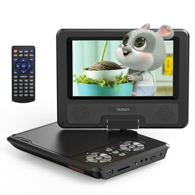 9,5" Tragbarer DVD-Player für Kinder im Auto mit 7,5" HD-Schwenkbildschirm, Stereo-Lautsprechern, 6 Stunden Akkulaufzeit, Sync-TV/USB/SD-Karte-Unterstützung [Kein Blu-ray Support]
