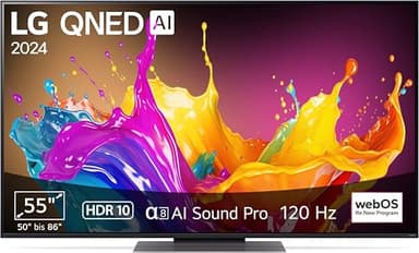 LG 55QNED86T6A TV 55" (139 cm) QNED Fernseher (α8 4K AI-Prozessor, webOS 24, HDR10, bis zu 120Hz) [Modelljahr 2024]