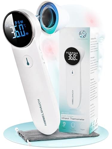HIMMELSHAUCH MEDICAL Fieberthermometer Ohr & Stirn | 3 in 1 Messgerät | Ohrthermometer Babys Kinder & Erwachsene | Stirnthermometer kontaktlos | Digitales Fieber-Thermometer | Infrarot Fiebermesser