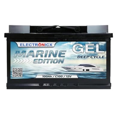 Electronicx Gel Versorgungsbatterie 12V / C100 / 100Ah – 100 Ah Gel-Batterie Wohnmobil, Boot, Wohnwagen, Van & Freizeit- Batterie Marine Edition 278×175×190 mm, auslaufsicher, geladen, Pluspol rechts