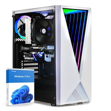 dcl24 Gaming PC Ryzen 5 4500, RTX5050 8GB - 500GB SSD, 16GB DDR4, weißer PC mit 6x4.1 GHz, Desktop PC mit WLAN, Computer mit Windows 11 Pro [20480]