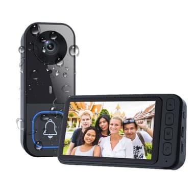 Kabellose Türklingel mit Kamera & 4,5'' Monitor – Funk Video Türsprechanlage ohne WLAN/App, 2-Wege Audio Gegensprechanlage, 720P HD, Nachtsicht, 120° Weitwinkel, wasserdicht Außen, mit SD Aufnahme