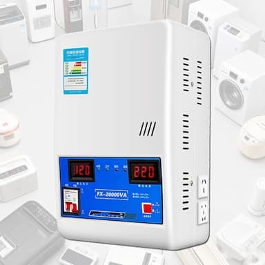 RETRIN Automatischer Spannungsregler für Haushalt (einphasig), intelligenter Spannungsstabilisator,Eingangsspannung 120–270V,Ausgangsspannung 220 V,Digitales Dual-Display,Schutzschalter 15000W