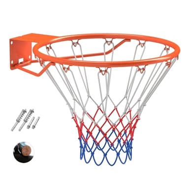 COSTWAY Ø45cm massiver Basketballkorb Indoor, Mini Basketball Korb wetterfest für Wandmontage, Basketballring mit Ring & Netz, Basketball Hoop Outdoor für Kinder & Erwachsene (Orange)
