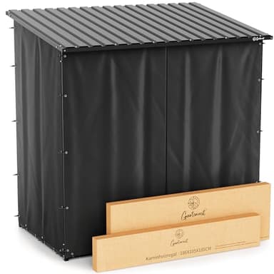 Gartenzeit® Kaminholzregal Außen XXXL 186x105x185cm – 3,45m³, 5,25SRM, Metallrahmen 30x30mm, Metalldach, feuerverzinkt, 105cm tief, Brennholzregal Holzstapelhilfe Holzunterstand Außen… (FH_002)