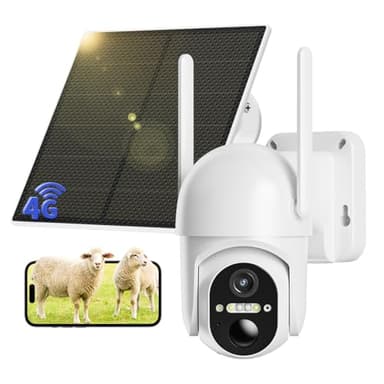 NUASI 4G LTE Überwachungskamera Aussen Akku mit SIM Karte, 2K Kabellos Solar PTZ Kamera Ohne WLAN Outdoor, 355°/100° Schwenkbar, Farb-Nachtsicht, Lokaler/Cloud Speicher, Audio, PIR Erkennung, IP66