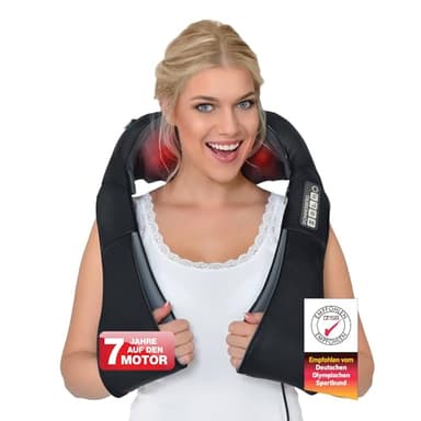 DONNERBERG® Das Original Nackenmassagegerät mit Wärme 7 Jahre Kraftmotor Garantie Shiatsu Massagegerät für Nacken Schulter Massage Vibration TÜV geprüft