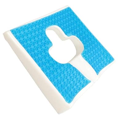 NSXAYIWE Kissen Gegen Dekubitus,T-förmiges Öffnung Blau Gel Anti Dekubitus Kissen mit Memory-Schaum,Dreieckiges Fasendesign Dekubitus Sitzkissen für Betth,Büro,45 x 38cm