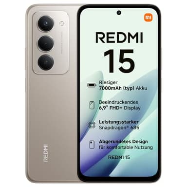XIAOMI Redmi 15, Smartphone 8+256GB, 6,9" FHD+ 144Hz DotDisplay, Snapdragon 685, 50MP KI-Dualkamera, 7000mAh Akku, Titan Gray