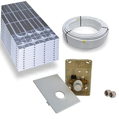 Warmwasser Trockenestrich Fußbodenheizung HoWaTech DRY Komplett Set 5/10m² Dämmplatte 30mm EPS WLG 035 DEO und Regelbox SI-RTL, Heizfläche:10.00m²