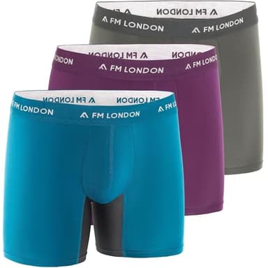 FM London Herren 3pk Bamboo Technical Boxer Unterhosen, Sortiert (3-er Pack), XL EU