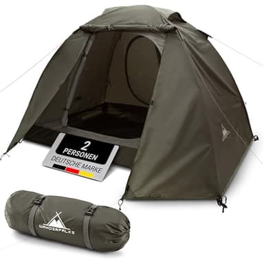 WANDERFALKE® Zelt 2-4 Personen wasserdicht 4.000mm, Ultraleicht & kleines Packmaß, Campingzelt mit Vorzelt, Familienzelt, Outdoor Zelte für Camping, Reise, Angeln, für warme & kalte Tage (Camp 2)