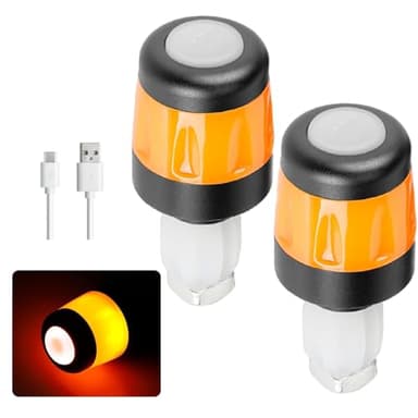 Utensy LED Lenkerleuchte, für Elektroroller, Wiederaufladbar, Blinker Lenkerstopfen für Xiaomi und Segway Ninebot, Fahrrad und E Scooter Zubehör (Schwarz/Orange)
