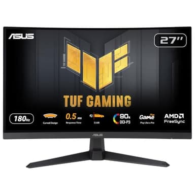 ASUS TUF Gaming VG27WQ3B - 27 Zoll WQHD Curved Monitor - 180 Hz, 1ms GtG, FreeSync, AdaptiveSync, HDR 10 - Fast-VA Panel, 16:9, 2560x1440, DisplayPort, HDMI, Speaker