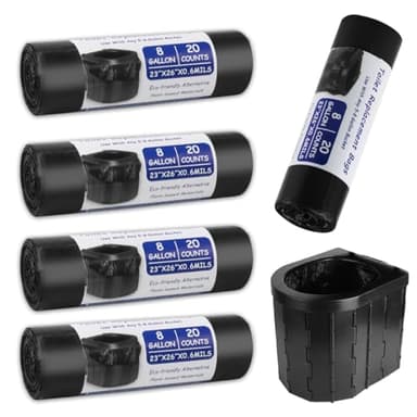 100 Stück Toilettenbeutel Schwarz Set,30L Biologisch Abbaubare Toilettenbeutel, Beutel für Campingtoiletten, Wasserdichte Trenntoilette Zubehör, für Mobile Toiletten, Wandern, Reisen