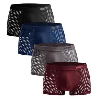 BOXR Underwear Bambus Boxershorts Herren 4er Pack Unterhosen Männer Ultra-Weich Atmungsaktiv Premium-Komfort Herren Unterwäsche