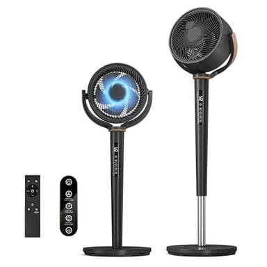 JUMMICO Ultra leiser Standventilator – 120°+120° 3D-Luftzirkulation, 16 Geschwindigkeiten & 4 Modi, 12-Stunden-Timer, Fernbedienung, höhenverstellbar. Ideal für Schlafzimmer, Wohnzimmer, Büro.
