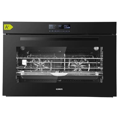 KB ELEMENTS Einbaubackofen 90 cm - Backofen 90 cm breit, 125 Liter, Full Touch Display, 15 Funktionen, Airfryer Funktion, Rotisseire Funktion, Teleskopvollauszug Set, Aqua Clean, Circle Fan Heater
