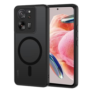 XTCASE Hülle für Xiaomi 13T / 13T Pro 5G Magnetisch kompatibel mit Magsafe, Matt Transluzente Handyhülle für Xiaomi 13T / 13T Pro 5G Kratzfeste PC Rückseite + TPU Bumper - Schwarz